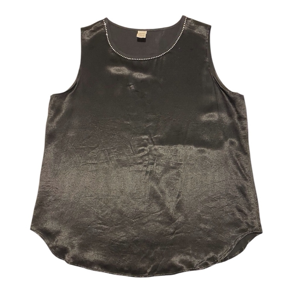 Women's Black Satin Top Tank, L